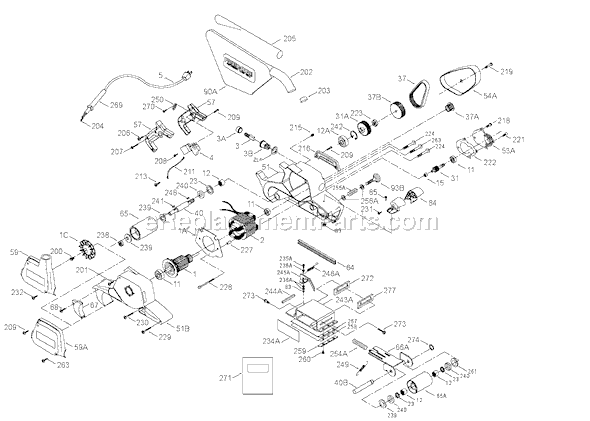 Page A Diagram and Parts List for Type 2 Porter Cable Sander Polisher